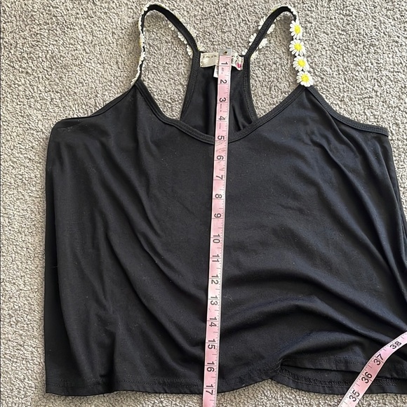 Black and Yellow Open Back Tank Top With Floral Straps | Medium - Picture 7 of 8